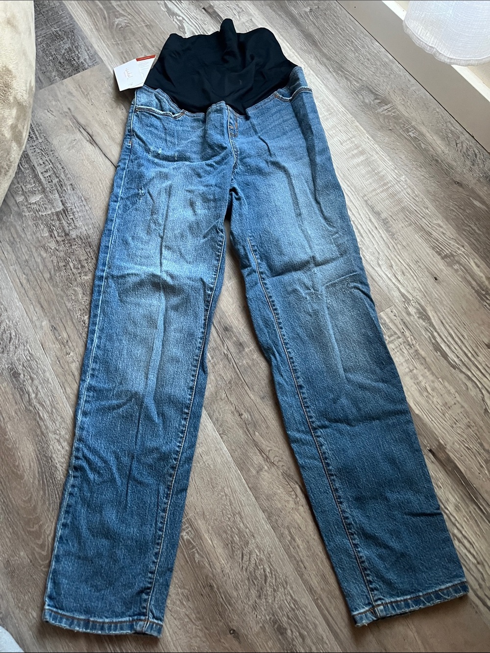 Ingrid & Isabel Blue Straight Maternity Jeans with Over Belly Support Panel